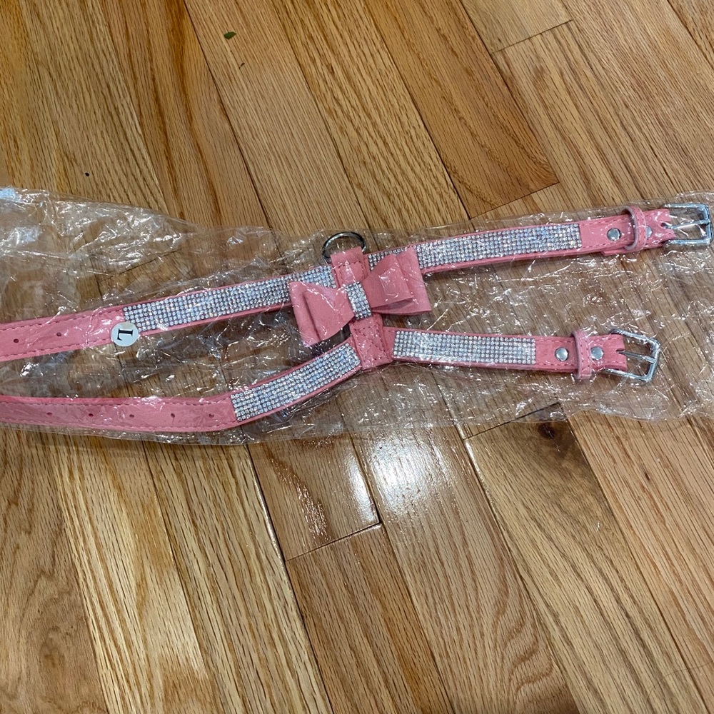 Pink Blingged Pet Dog Girl Harness bow new large